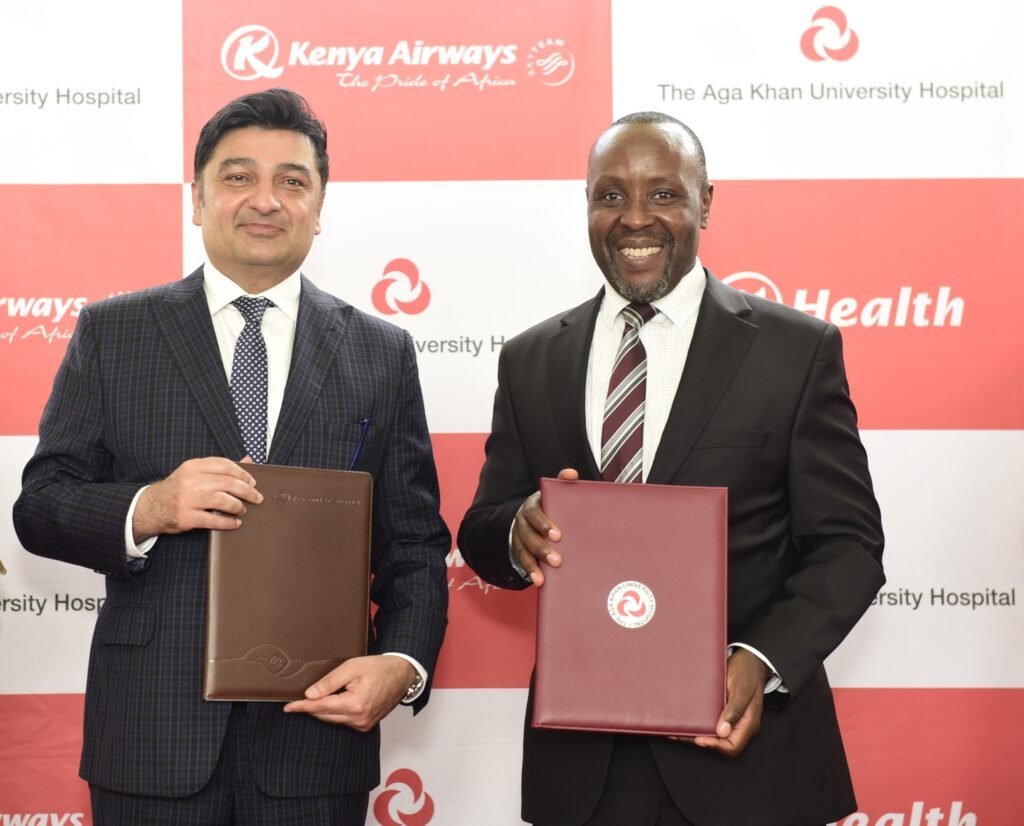 KQ bets on medical travel, partners with Aga Khan University Kenya Airways, CEO, Allan Kilavuka
